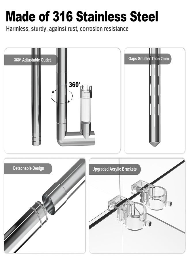 FZONE Stainless Steel Lily Pipes, Upgraded Outflow with Surface Skimmer and Detachable 4.3" Extension Pipe 1/2" ID (12mm) - Image 5